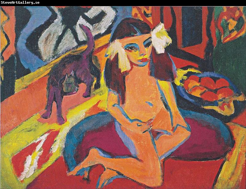 Ernst Ludwig Kirchner Madchen mit Katze